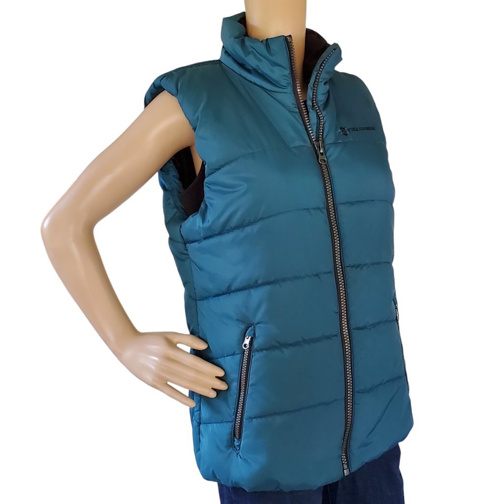 Free Country Puffer Vest Women's Medium Green Lined Full Zip Pockets